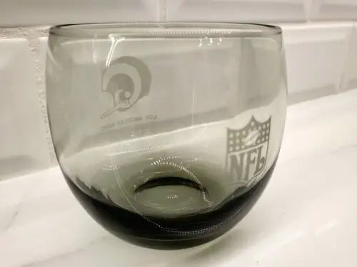 Gray glass Whiskey Roly Poly Tumbler featuring Los Angeles Rams logos