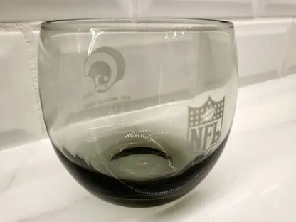 Gray glass Whiskey Roly Poly Tumbler featuring Los Angeles Rams logos