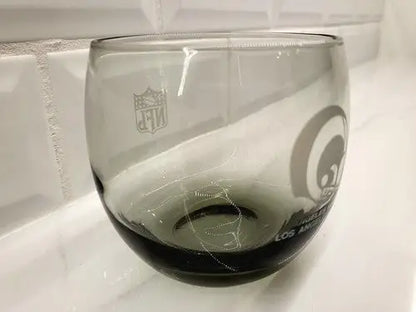 Gray Los Angeles Rams etched glass tumbler for whiskey or cocktails