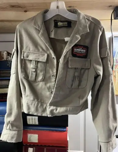 Khaki jacket with pockets, Vintage Star Wars ESB Patch Luke Skywalker, Child size 12