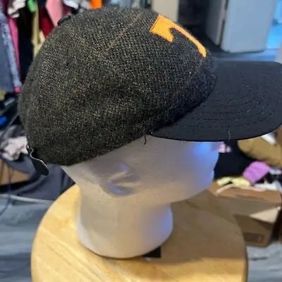 Dark gray wool baseball cap with orange T logo and black bill, Vintage Tennessee Vols style
