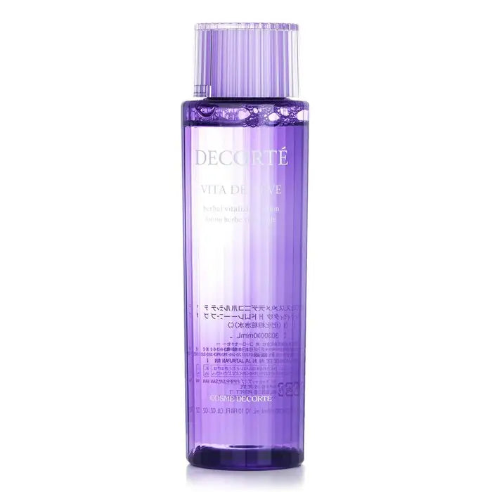 Purple skincare toner in a clear bottle from Vita De Reve Herbal Vitalizing Lotion