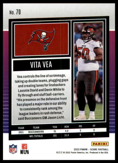 Vita Vea football card from 2022 Score series featuring Tampa Bay Buccaneers player