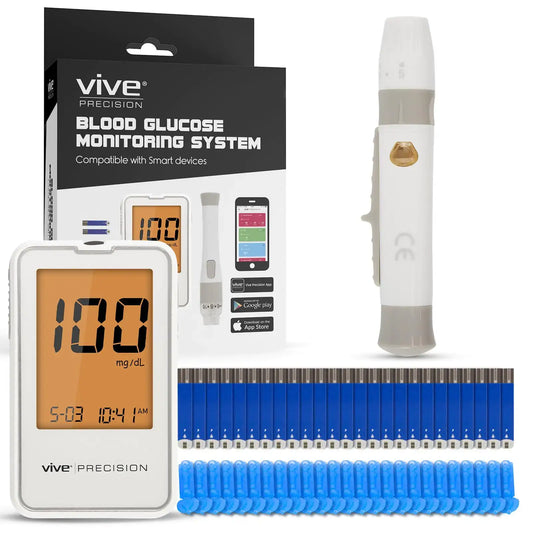Blood glucose monitoring system with carrying case for accurate blood sugar testing