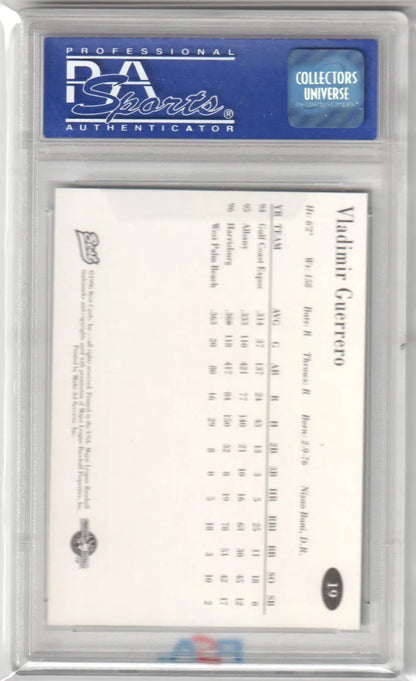Graded Vladimir Guerrero 1996 Best AA All-Stars RC card PSA 10 GEM MINT from Columbia Hobby