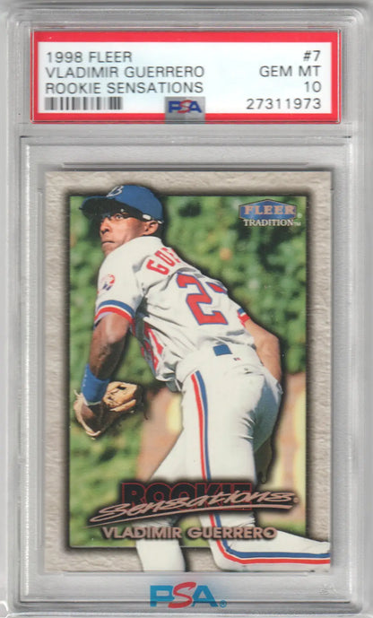Graded Vladimir Guerrero 1998 Fleer Tradition Rookie Sensations card PSA 10 GEM MINT