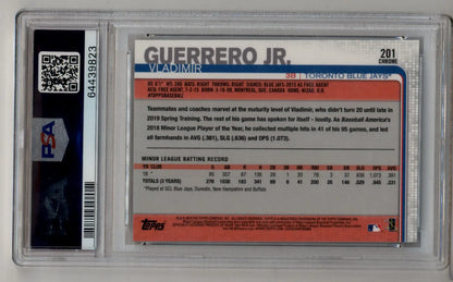 PSA-graded Vladimir Guerrero Jr Topps Chrome Negative Refractor card in Gem Mint condition