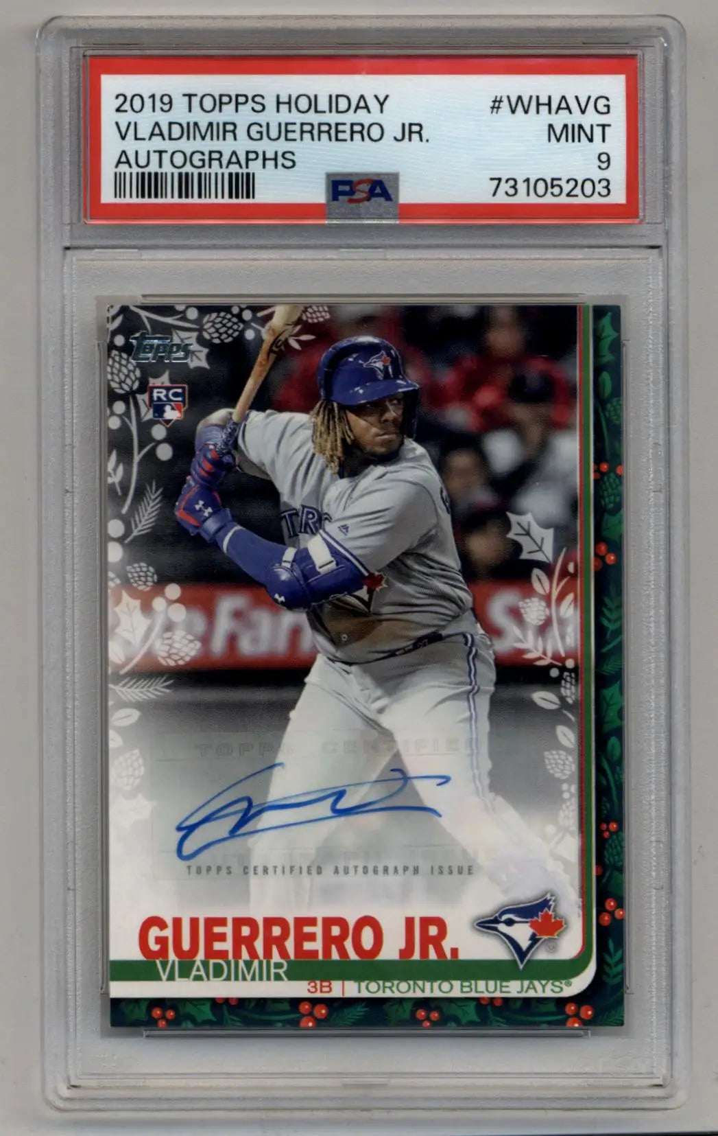 Vladimir Guerrero Jr 2019 Topps Holiday Auto 09/10 PSA 9 Mint - Singles