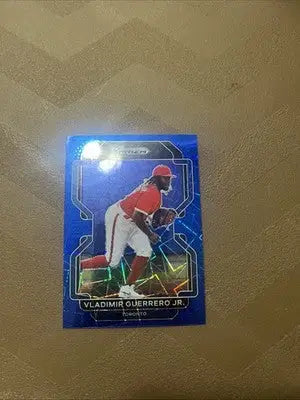 Blue Prizm baseball card featuring Vladimir Guerrero Jr. from Panini Prizm Blue 2022