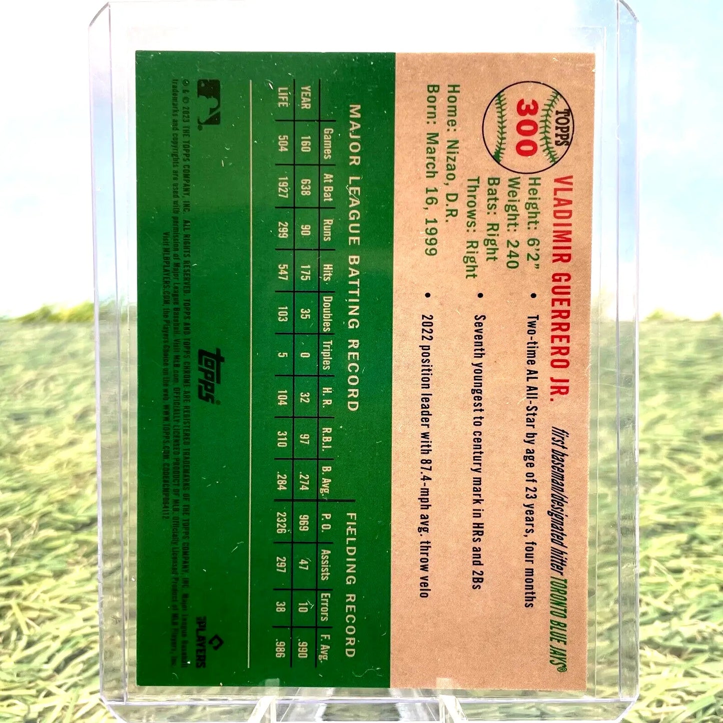 Vladimir Guerrero Jr baseball card from 2023 Topps Chrome Platinum Anniversary #/499