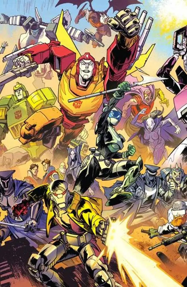 Dynamic comic book artwork of Transformers in action on Void Rivals #10 cover