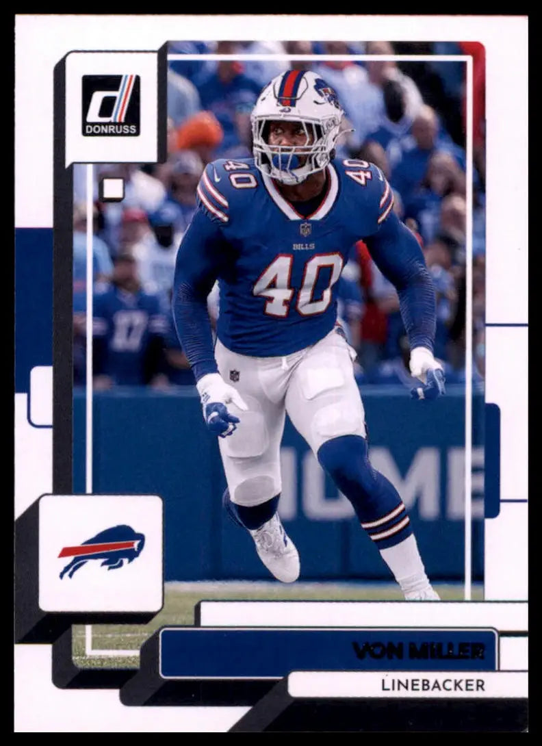 Von Miller football card from 2022 Donruss showcasing Von Miller with Buffalo Bills