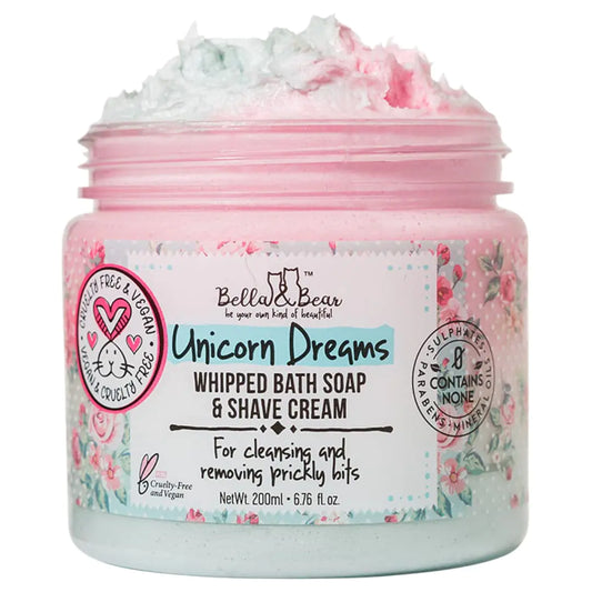 Bella & Bear Unicorn Dreams Whipped Bath Soap SLS Free Paraben Free Cruelty-Free Vegan Body Wash And Shave Cream 6.7oz mango & pineapple with a hint of vanilla