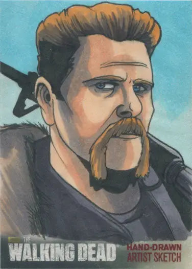 Portrait of rugged man with mustache and goatee in Rich Molinelli Walking Dead sketch card