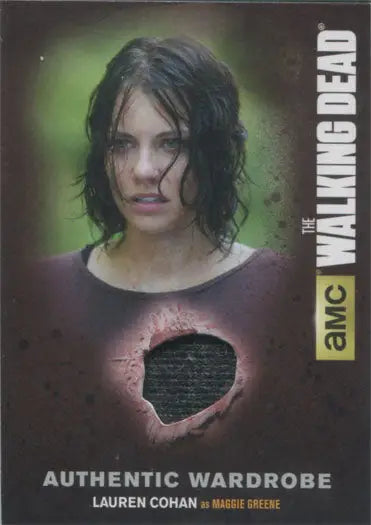 Trading card of Lauren Cohen as Maggie Greene with hole, from Walking Dead Season 4 Part 2