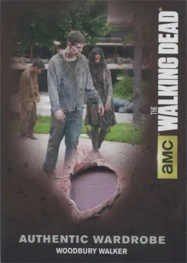 Trading card featuring an Authentic Wardrobe Woodbury Walker from The Walking Dead series