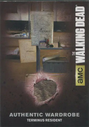 Trading card featuring The Walking Dead Terminus Resident memorabilia and logo