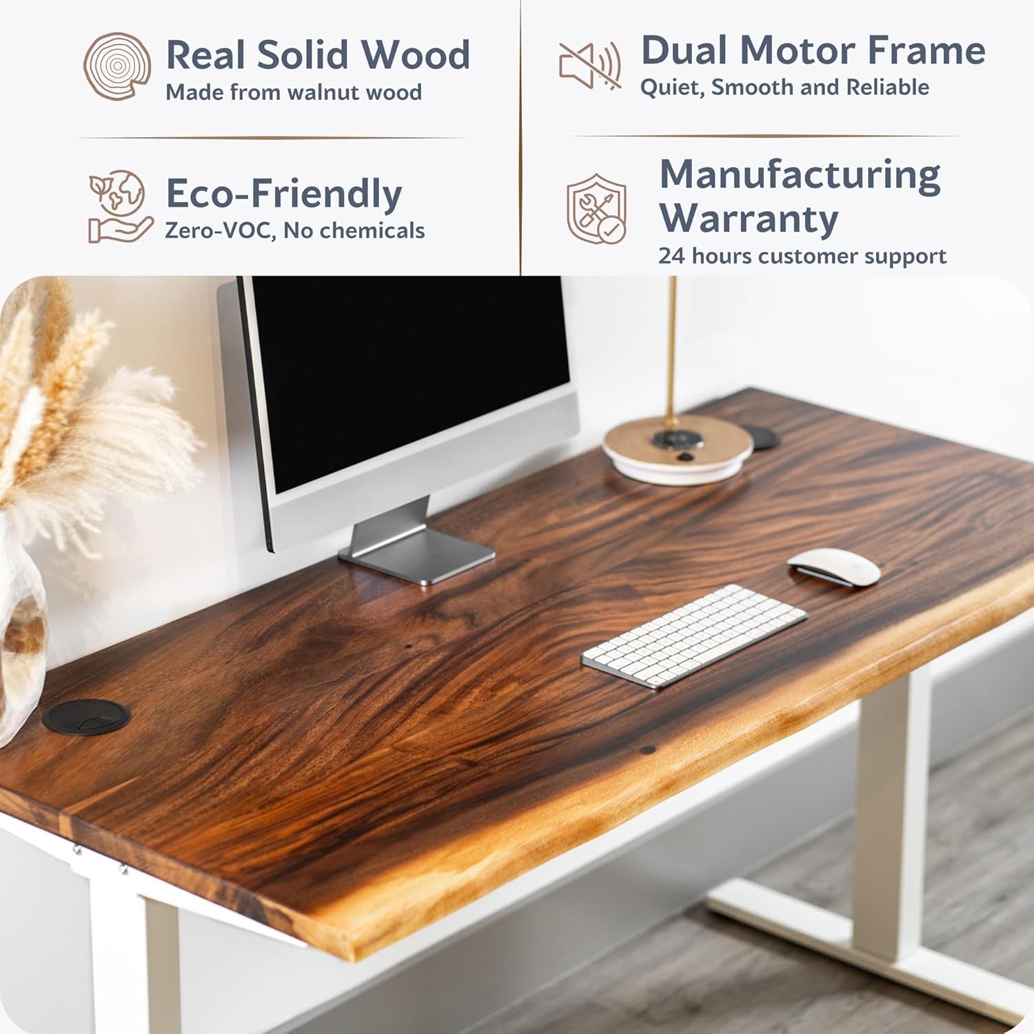 Walnut Solid Wood Adjustable Height Standing Desk Home Office-1