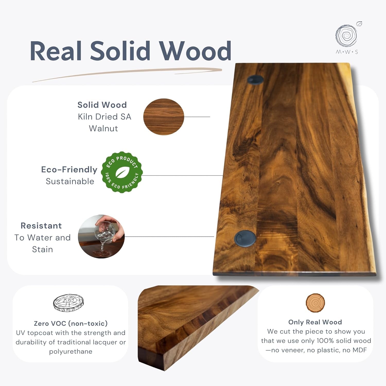 Walnut Solid Wood Adjustable Height Standing Desk Home Office-3