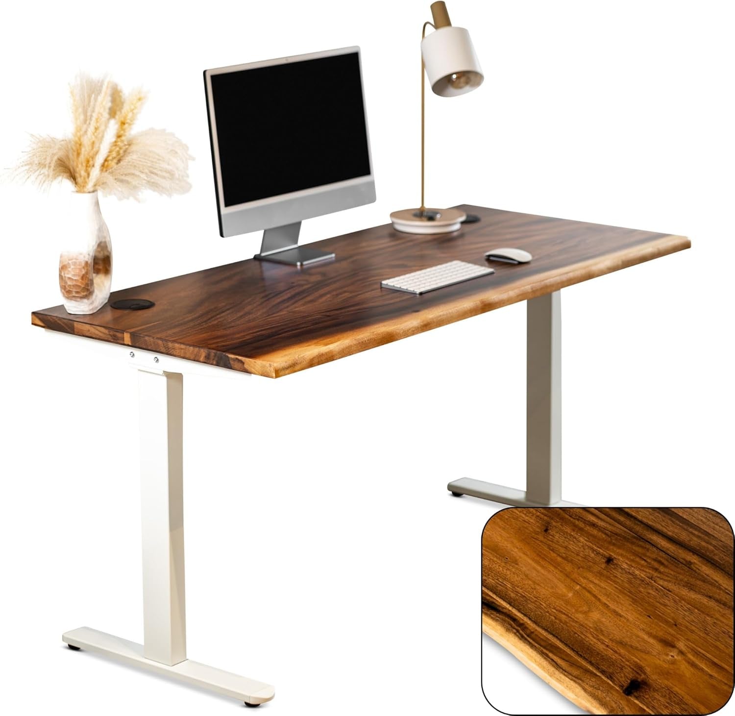 Walnut Solid Wood Adjustable Height Standing Desk Home Office-0