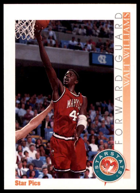 Walt Williams basketball card from 1992 Star Pics series featuring Maryland Terrapins