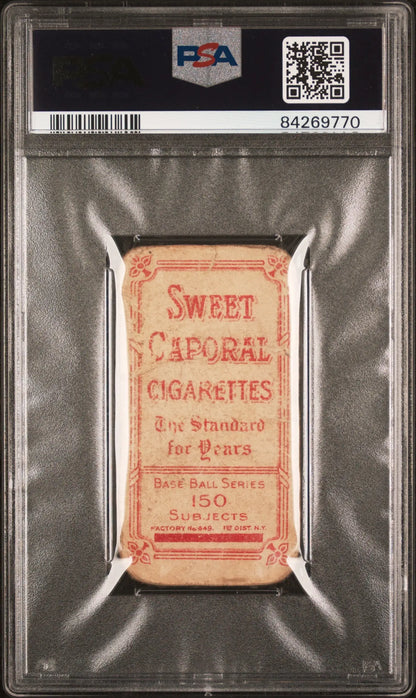 Vintage Sweet Caporal T206 cigarette card in PSA holder featuring Walter Johnson portrait
