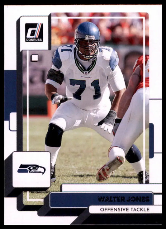 Walter Jones football card from 2022 Donruss Seattle Seahawks product display
