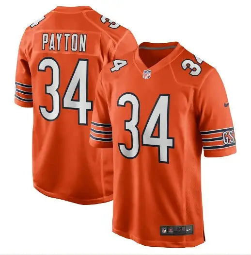 Orange Walter Payton Chicago Bears Nike Game Retired Player Jersey with PAYTON and 34 back