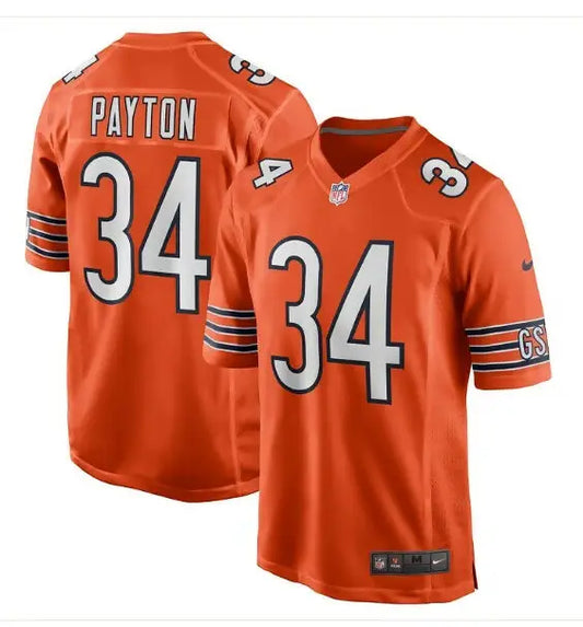 Orange Walter Payton Chicago Bears Nike Game Retired Player Jersey with 34 on front and back