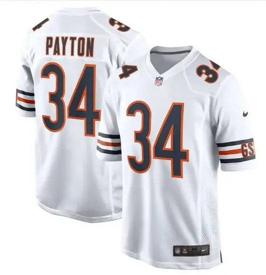 White Walter Payton Chicago Bears Nike retired player jersey with number 34 on display