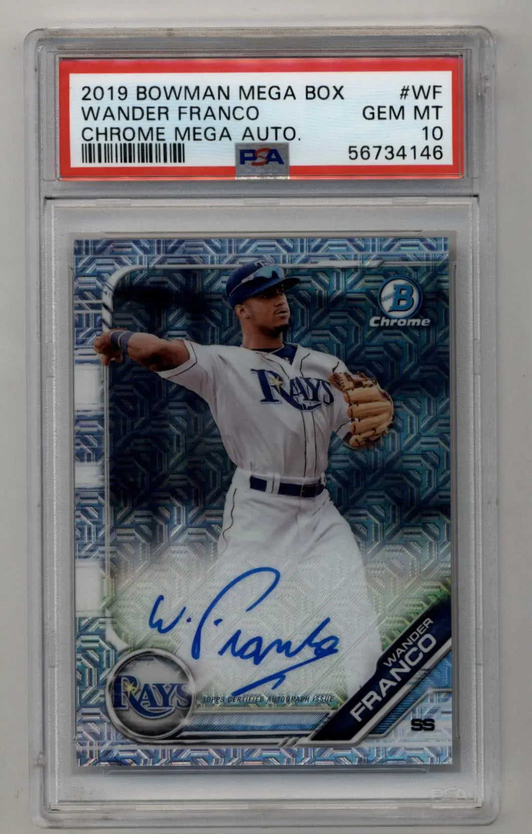 PSA 10 Gem Mint Wander Franco 2019 Bowman Chrome Mega Box Auto in protective case