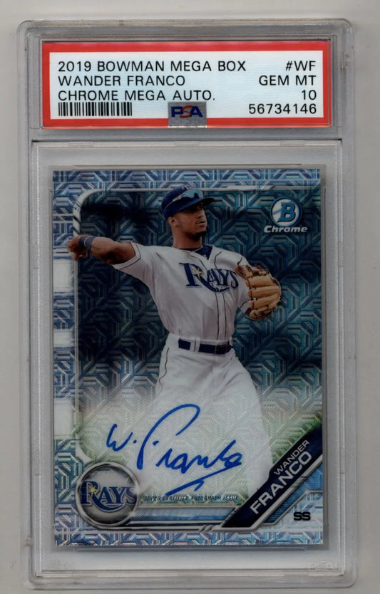 PSA 10 Gem Mint Wander Franco 2019 Bowman Chrome Mega Box Auto in protective case