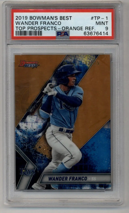 Wander Franco 2019 Bowman’s Best Top Prospect Orange Refractor 01/25 PSA 9 Mint - Singles