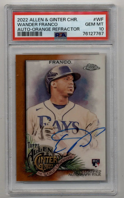 Wander Franco 2022 Allen and Ginter Chrome Orange Refractor Auto 16/25 PSA 10 Gem Mint - Singles