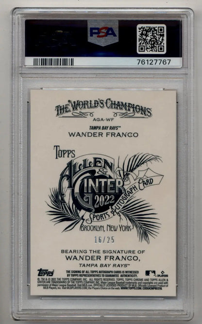 Wander Franco 2022 Allen and Ginter Chrome Orange Refractor Auto 16/25 PSA 10 Gem Mint - Singles