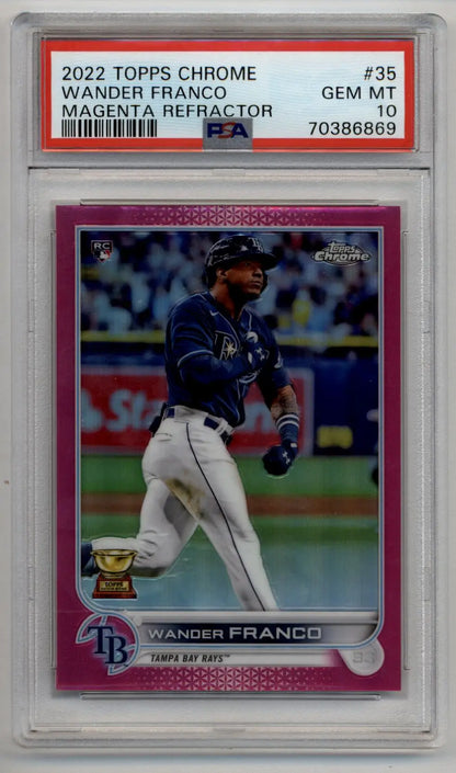 Wander Franco 2022 Topps Chrome Magenta Refractor card PSA 10 in protective case