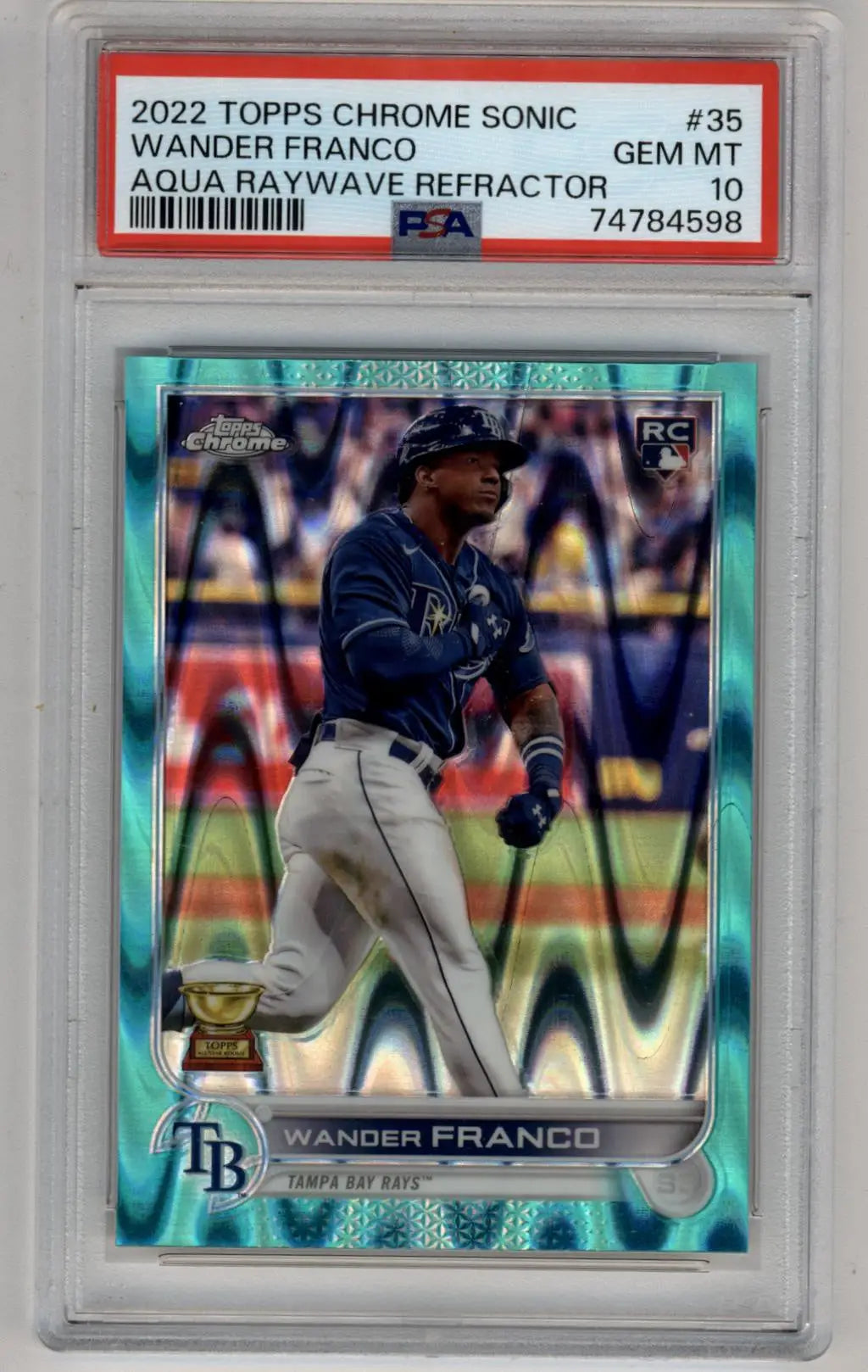 PSA 10 Gem Mint Wander Franco 2022 Topps Chrome Sonic Baseball Card Tampa Bay Rays