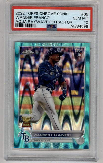 PSA 10 Gem Mint Wander Franco 2022 Topps Chrome Sonic Baseball Card Tampa Bay Rays