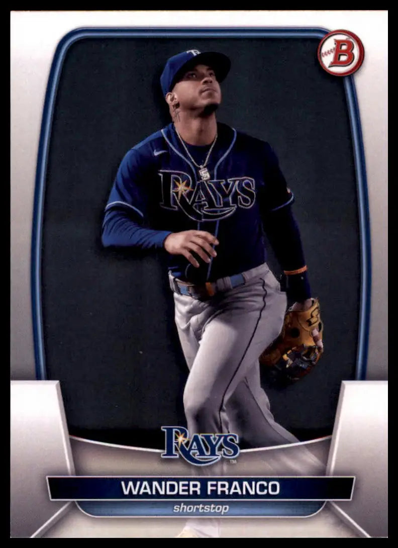 Wander Franco baseball card from 2023 Bowman series featuring Tampa Bay Rays player