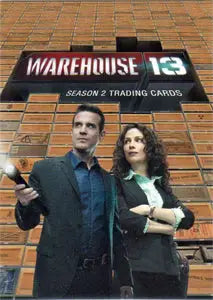 Warehouse 13 Season 2 P1 Promo Card featuring two characters trading cards