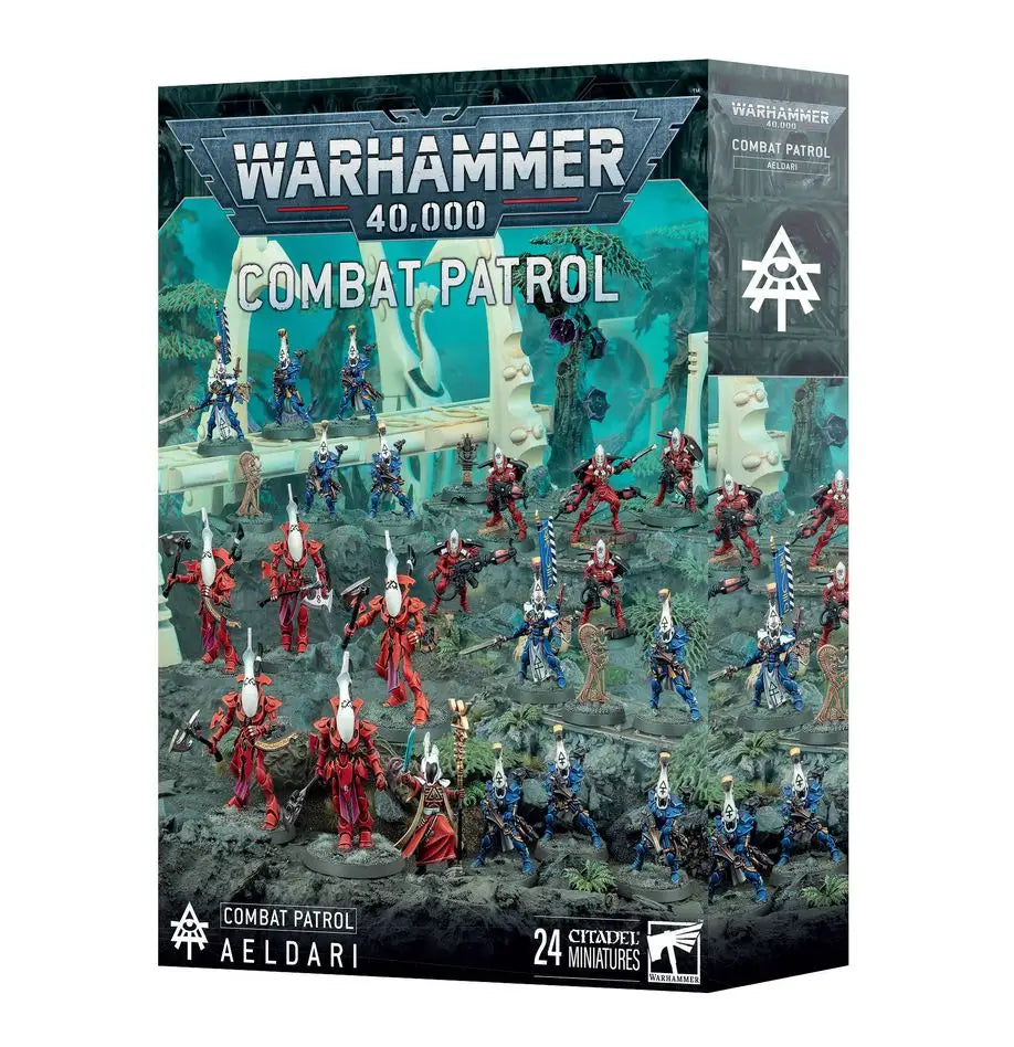 Warhammer 40k Aeldari Combat Patrol box featuring Warspiders and Dire Avengers miniatures