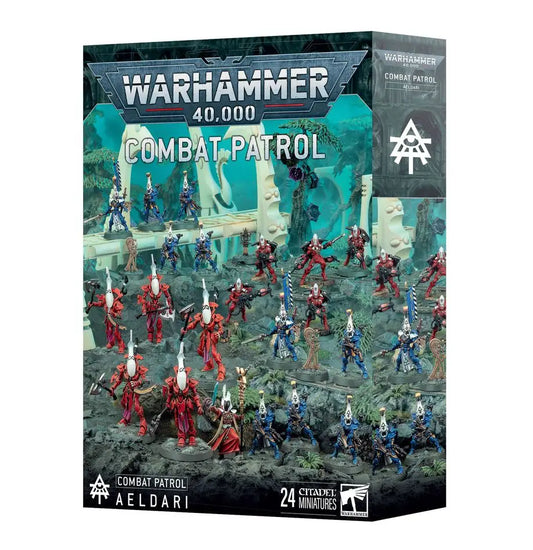 Warhammer 40k Aeldari Combat Patrol box featuring Warspiders and Dire Avengers miniatures