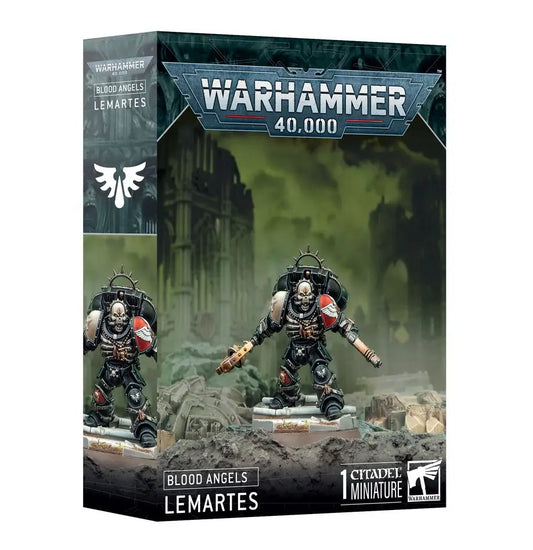 Warhammer 40k Blood Angels Lemartes miniature set featuring Blood Angels death company model