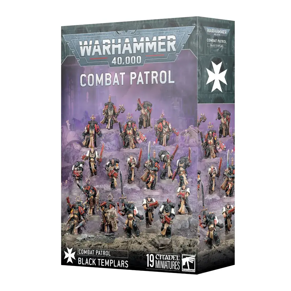Warhammer 40K Combat featuring Black Templars miniatures with round bases