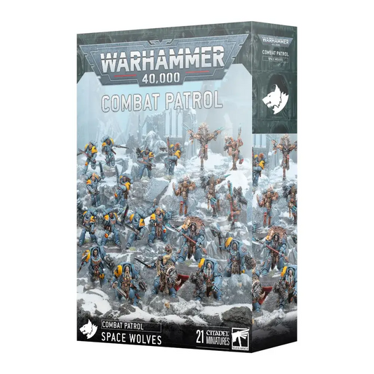 Warhammer 40K Combat Patrol Space Wolves miniatures set with battle leader and Wolf Guard