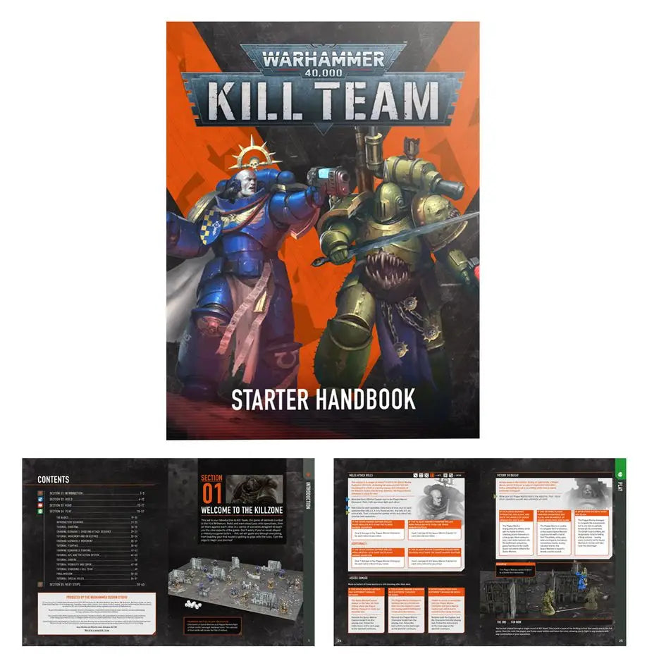 Warhammer 40K Kill Team starter set with handbook for tactical gameplay and combat preparation