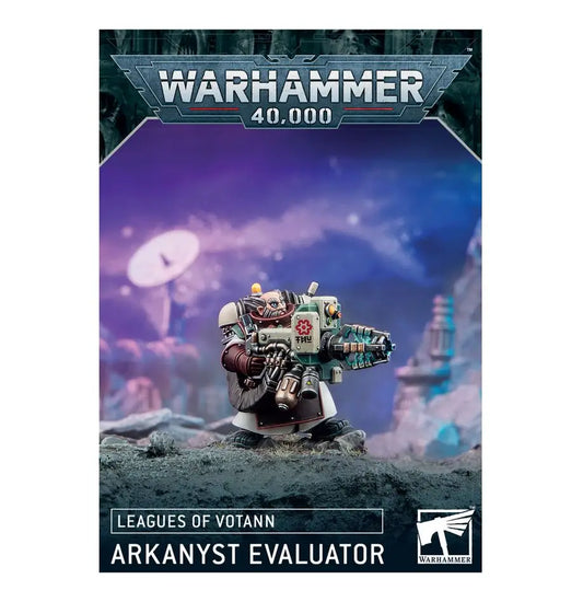 Warhammer 40k Leagues of Votann Arkanyst Evaluator miniature figure with transmatter inverters