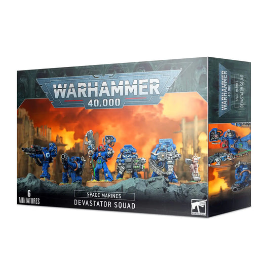 Warhammer 40k Space Marine Devastator Squad box showcasing detailed miniatures