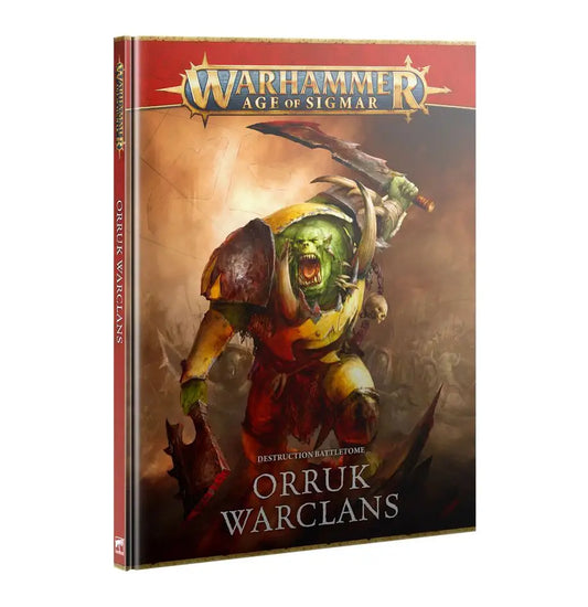 Warhammer Age of Sigmar Orruk Warclans destruction battletome with battle traits display