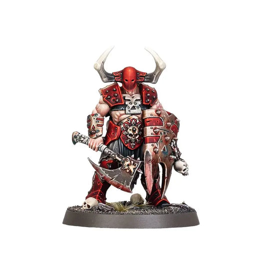 Red-armored warrior figurine from Warhammer Age of Sigmar Blades of Khorne Deathbringer
